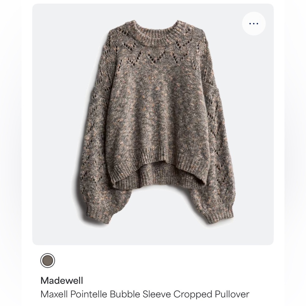 Maxwell Pointelle Bubble Sleeve Cropped Pullover